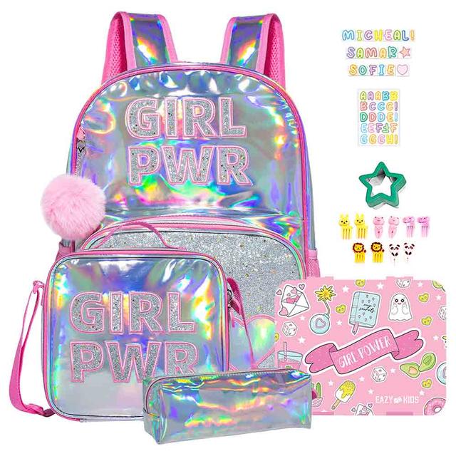 Eazy Kids - Back To School Combo - Set Of 4 - 17-Inch - Girl Power Pink