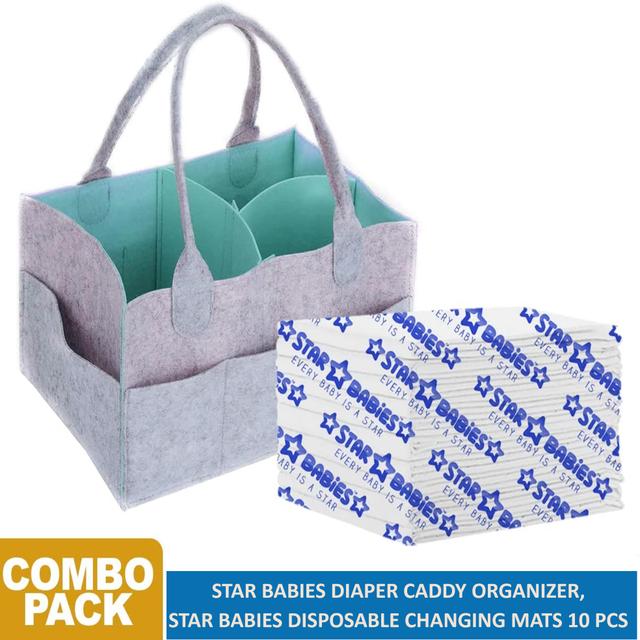 Star Babies - Disposable Changing Mat White 10pcs + Caddy