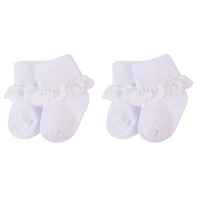 Hudson Childrenswear - 2pc-Set - Socks w/ Lace Trim - White