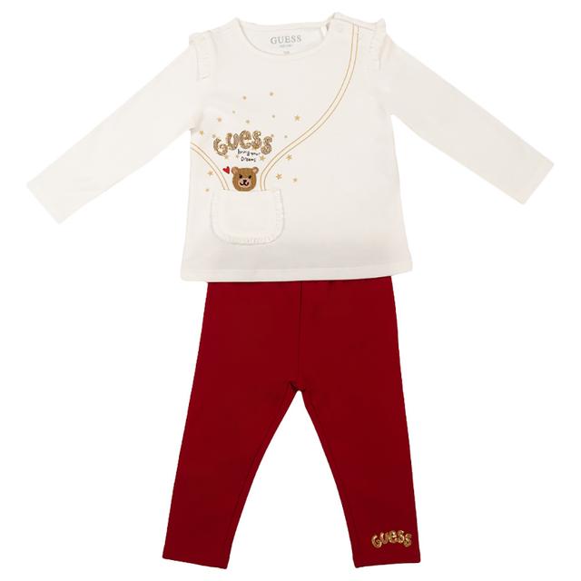 Guess - 2pc-Set - Boys Long Sleeves Shirt & Pants - White/Red