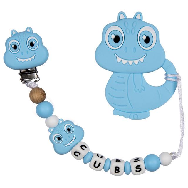 Babies Basic - Customized Pacifier Clip - Dino - Blue