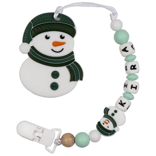 Babies Basic - Customized Pacifier Clip - Snowman - Green