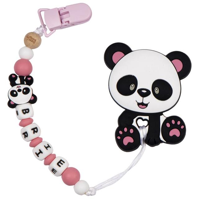 Babies Basic - Customized Pacifier Clip - Panda - Pink