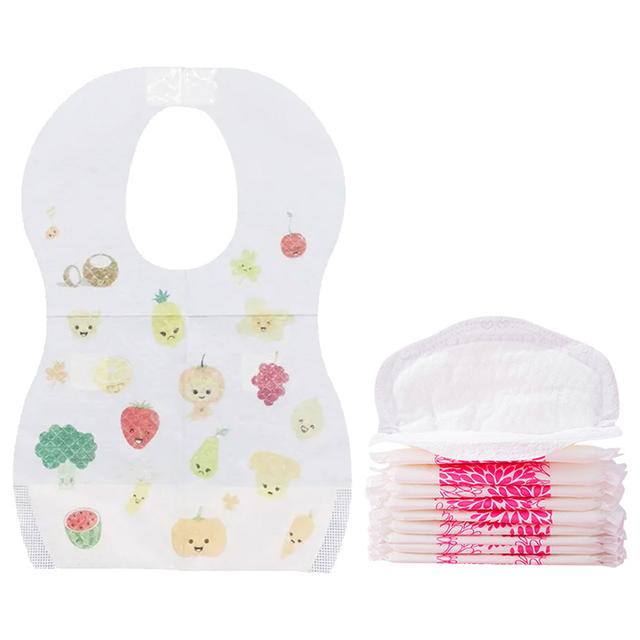 Star Babies - Disposable Bibs 10pcs With Breast Pad 10pcs - Fruits Print