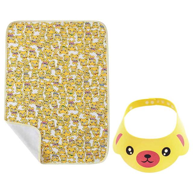 Star Babies - Reusable Changing Mat & Kids Shower Cap - Yellow