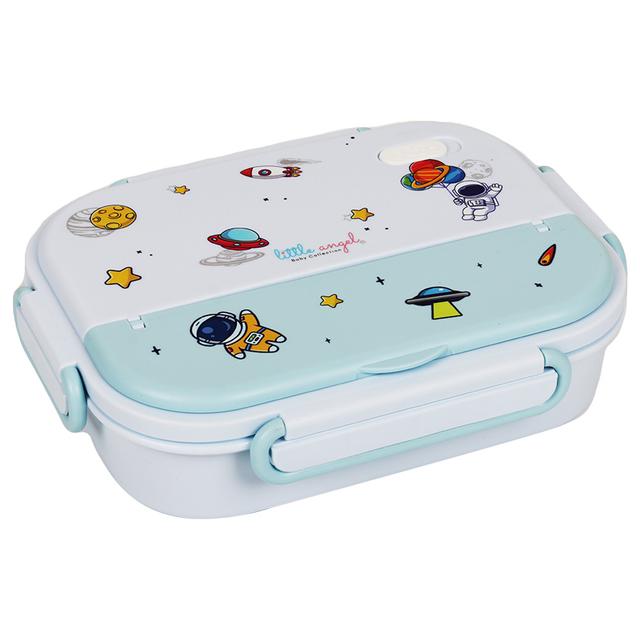 Little Angel - Kid's 5 Compartment Bento Steel Lunch Box & Soup Bowl - Blue