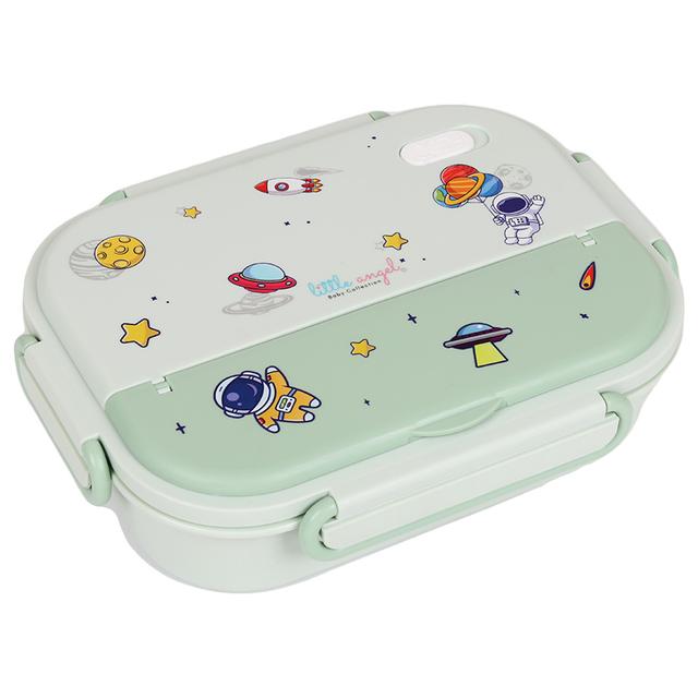 Little Angel - Kid's 5 Compartment Bento Steel Lunch Box & Soup Bowl - Green