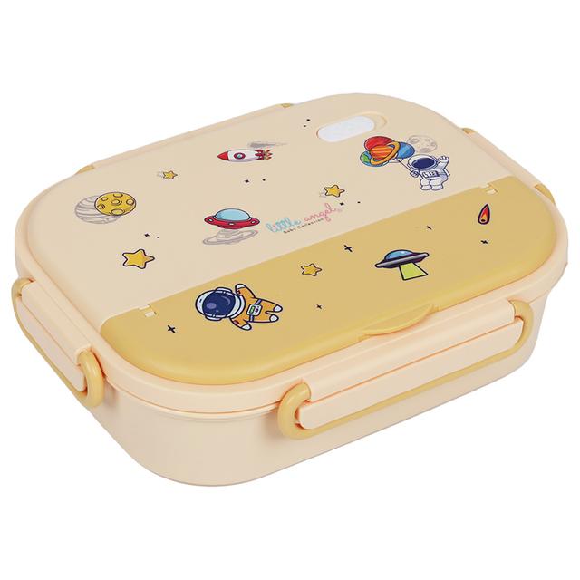 Little Angel - Kid's 5 Compartment Bento Steel Lunch Box & Soup Bowl - Yellow