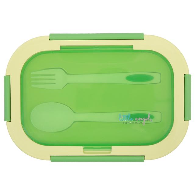 Little Angel - Kid's Lunch Box 2 Layered With Cutlery - Green