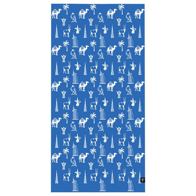 Bu Towel - UAE Icons Beach Towel For Kids - Blue - Large