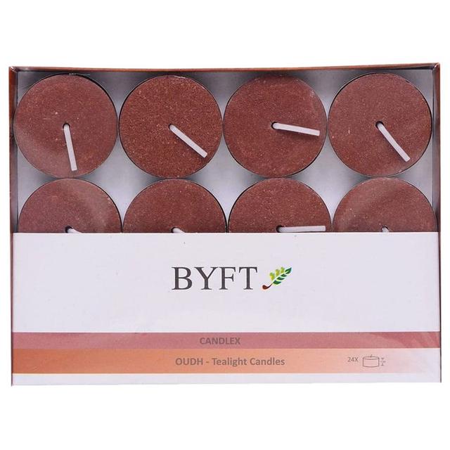 BYFT - Oudh Scented Tealight Candles - Pack of 4 - 96pcs