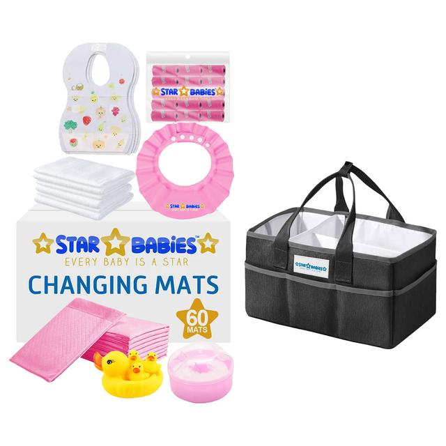 Star Babies - Baby Essentials 7pcs w/ Caddy Diaper Bag Big - Pink