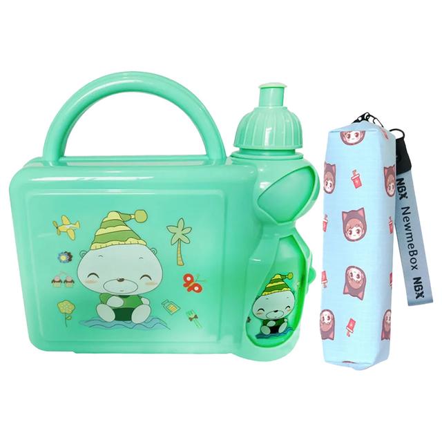 Star Babies - Lunch Box & Water Bottle w/ Pencil Bag Organizer - Blue/Green