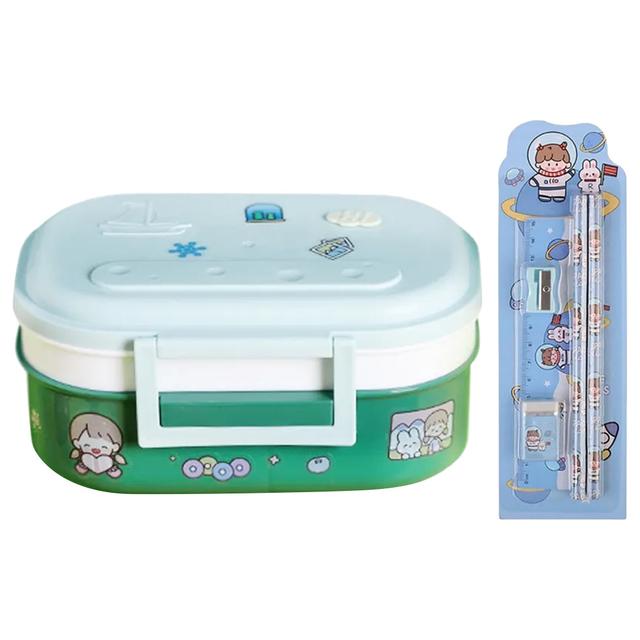 Star Babies - Kids Lunch Box w/ Stationery Set - Blue/Green