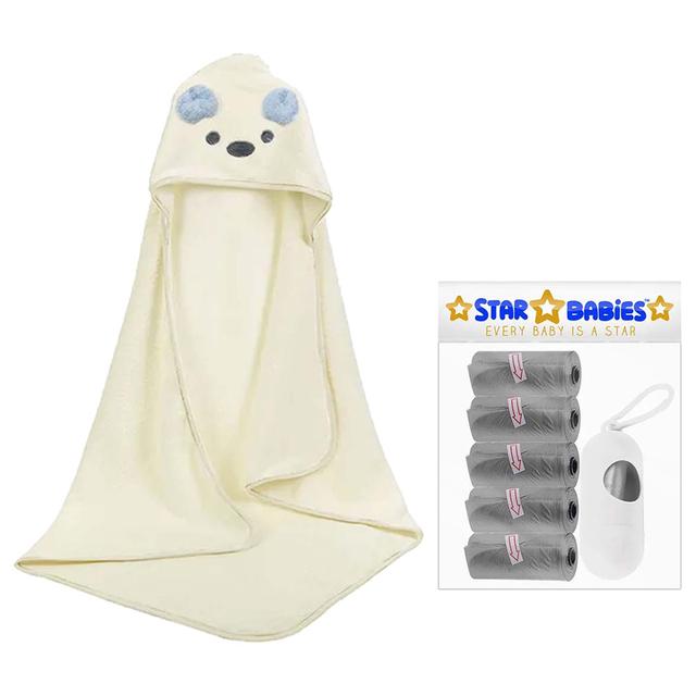 Star Babies - Microfiber Hooded Towel w/ Disposable Scented Bag w/ Dispenser - Grey