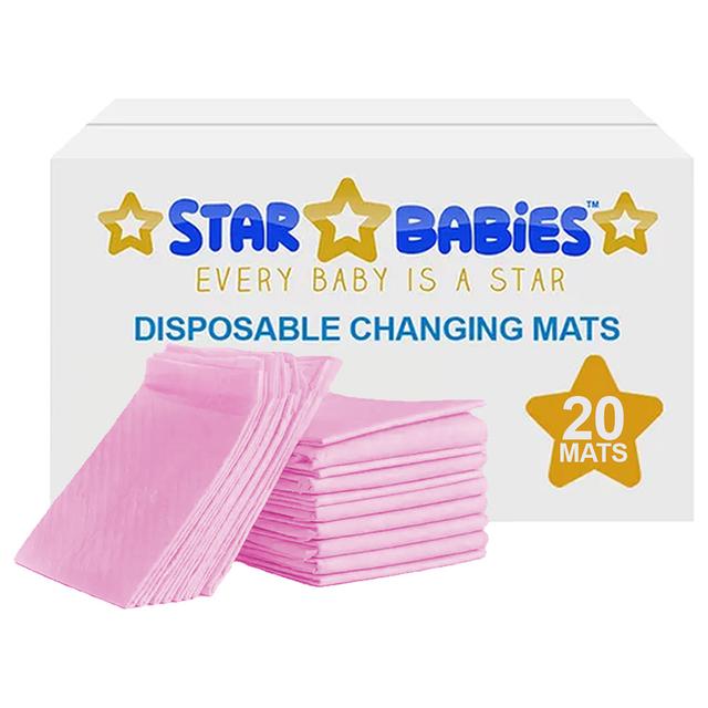 Star Babies - Disposable Changing Mat - L - 45 X 60 cm - 20pcs - Pink