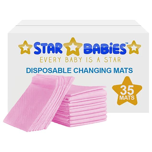 Star Babies - Disposable Changing Mat - L - 45 X 60 cm - 35pcs - Pink