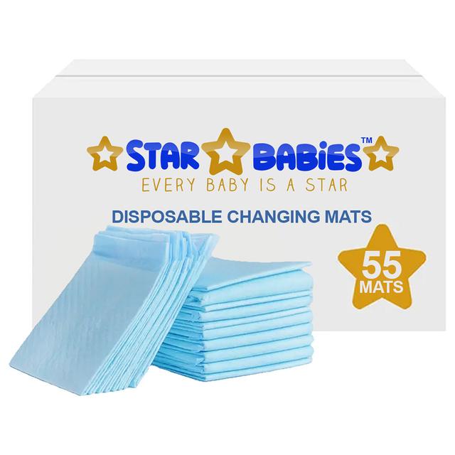 Star Babies - Disposable Changing Mat - L - 45 X 60 cm - 55pcs - Blue