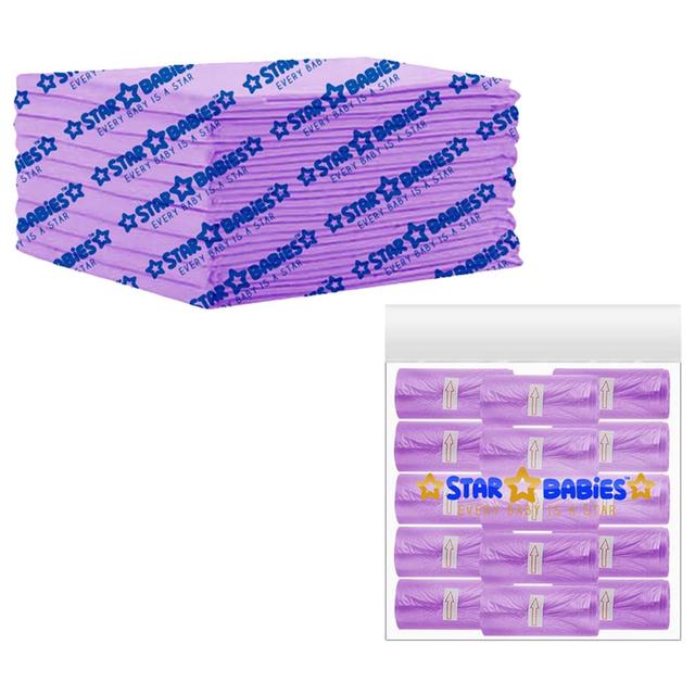 Star Babies - Disposable Changing Mat w/ Scented Bag - 15pcs - Lavender