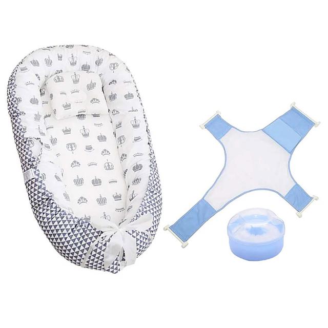 Star Babies - Baby Sleeping Bed Pod Grey w/ Bath Support & Powder Puff - Blue