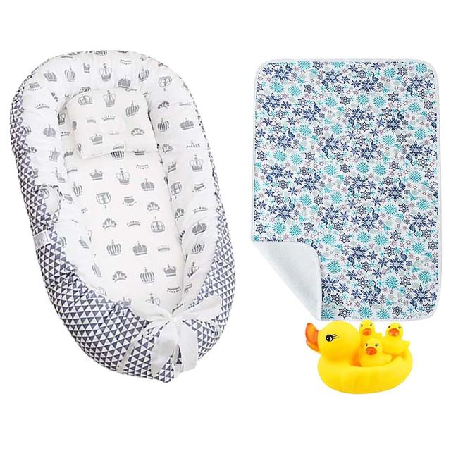 Star Babies - Baby Sleeping Bed Pod w/ Reusable Changing Mat & Rubber Duck - Grey