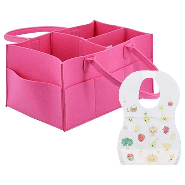 Star Babies - Diaper Caddy Organizer & Disposable Bib Assorted 5pcs - Pink