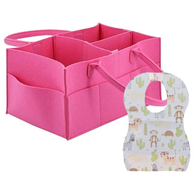 Star Babies - Diaper Caddy Organizer & Disposable Bib Assorted 20pcs - Pink