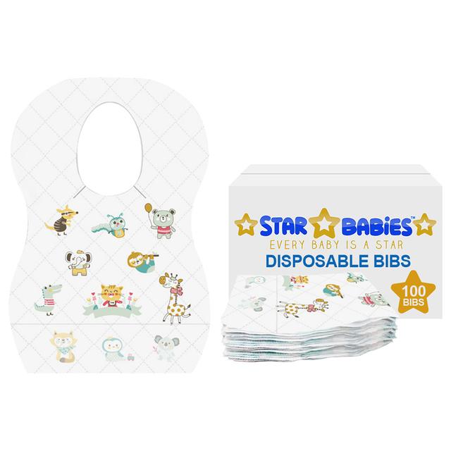 Star Babies - Disposable Bibs - 100pcs - Animal Print