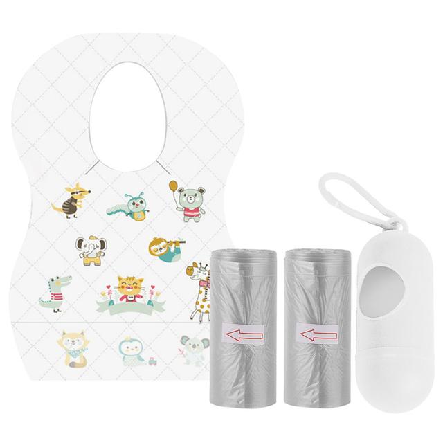 Star Babies - Disposable Bibs Animal Print 5pcs w/ Scented Bag 2pcs & Dispenser - Grey