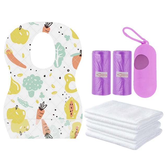 Star Babies - Disposable Bibs Fruits Print 5pcs, Disposable Towel 3pcs, Scented Bag 2pcs & Dispenser - Lavender