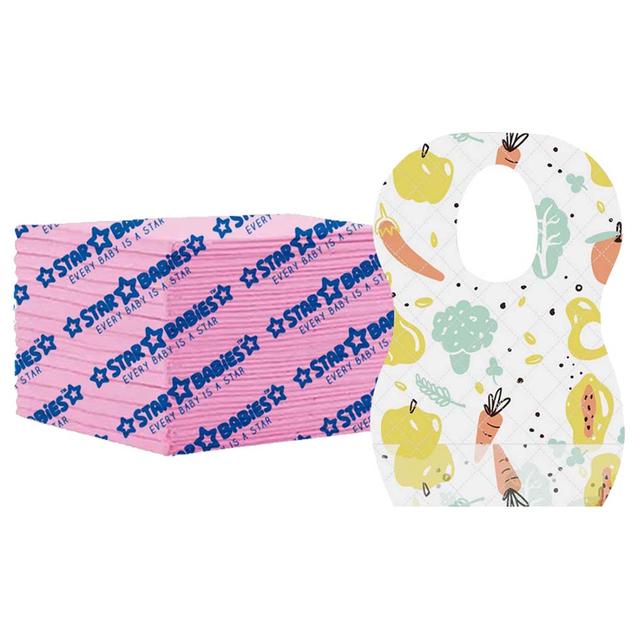 Star Babies - Disposable Bibs Fruits Print 15pcs w/ Changing Mat 15pcs - Pink