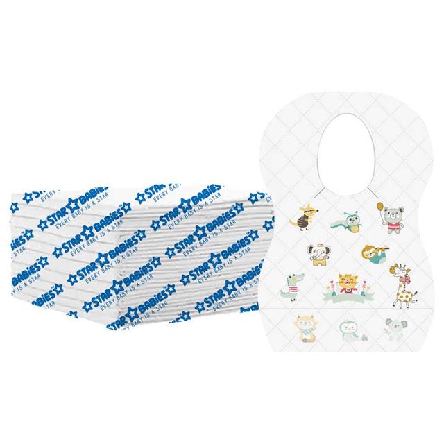 Star Babies - Disposable Bibs Animal Print 10pcs w/ Changing Mat 10pcs - White