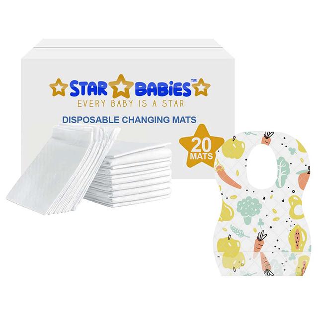 Star Babies - Disposable Bibs Fruits Print 20pcs w/ Changing Mat 20pcs - White