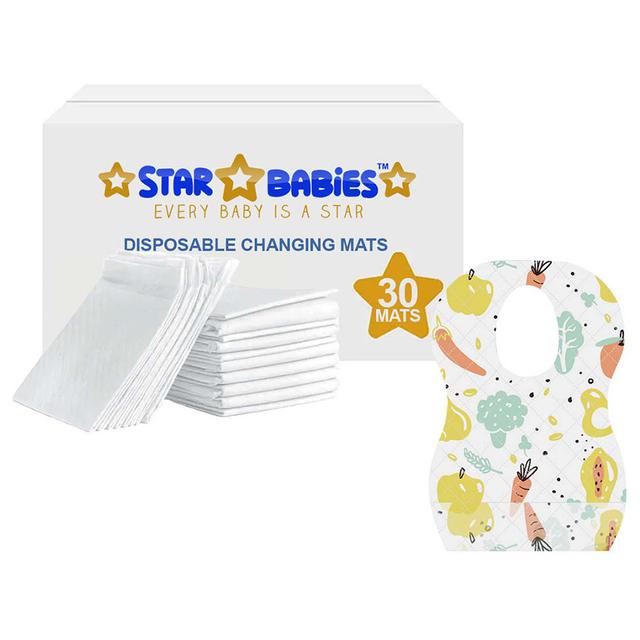 Star Babies - Disposable Bibs Fruits Print 30pcs w/ Changing Mat 30pcs - White