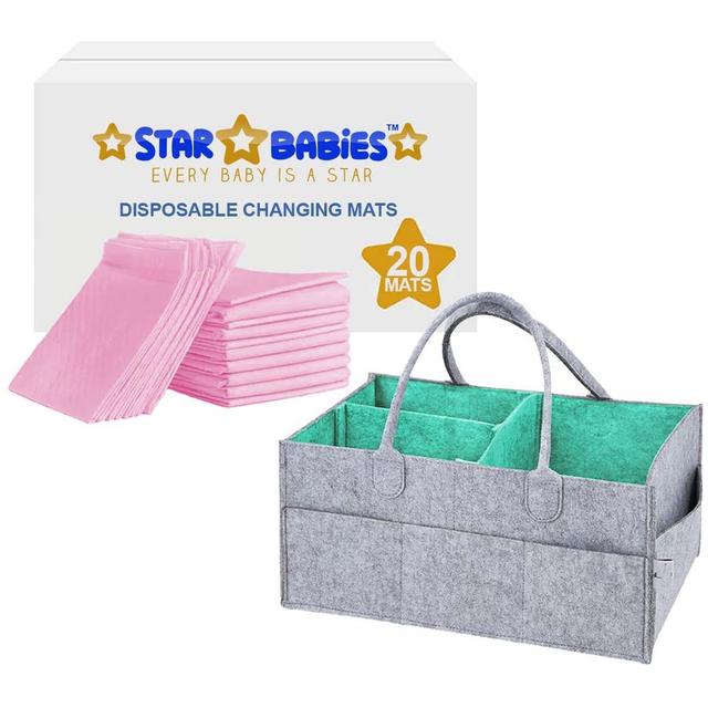 Star Babies - Caddy Diaper Organizer w/ Disposable Changing Mat 20pcs - Pink