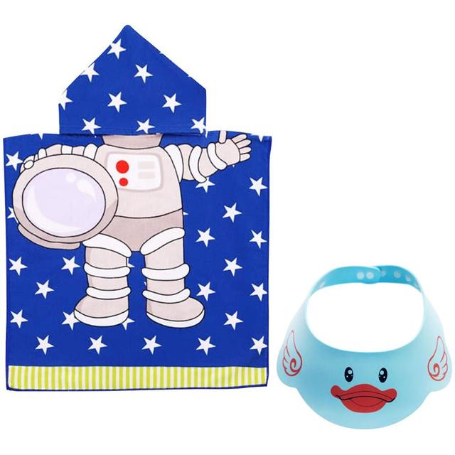 Star Babies - Hooded Towel w/ Kids Shower Cap - Blue