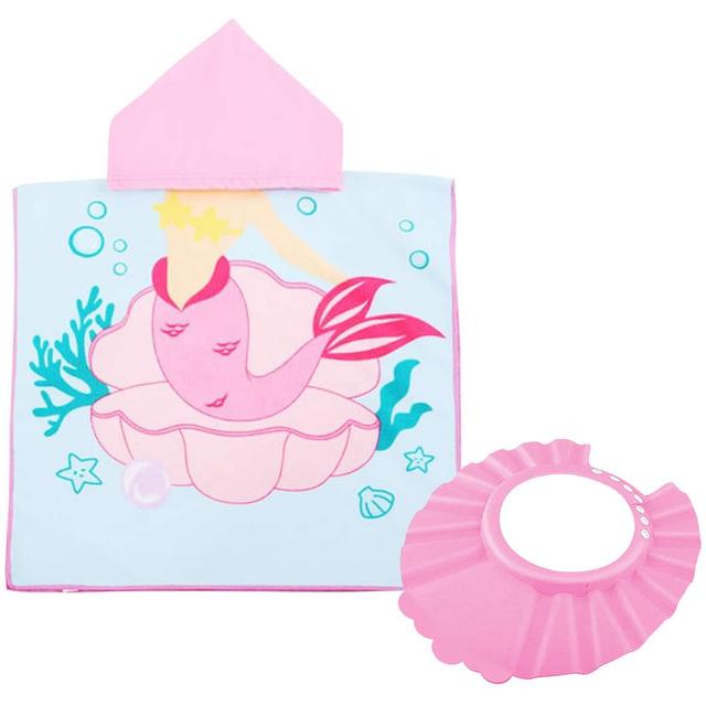 Star Babies - Hooded Towel w/ Kids Shower Cap - Pink