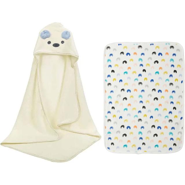 Star Babies - Microfiber Hooded Towel w/ Reusable Changing Mat - White