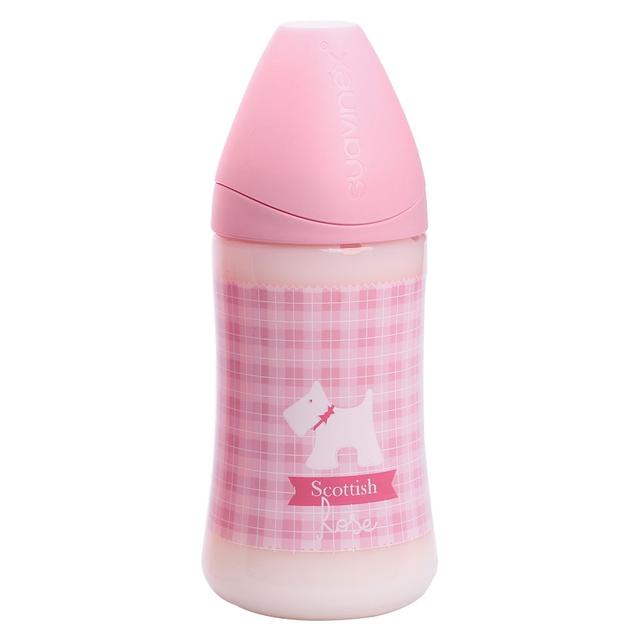 Suavinex Wide Neck Bottle Pp270Ml Anatomical S T1M Pink 0-6M, White Pup