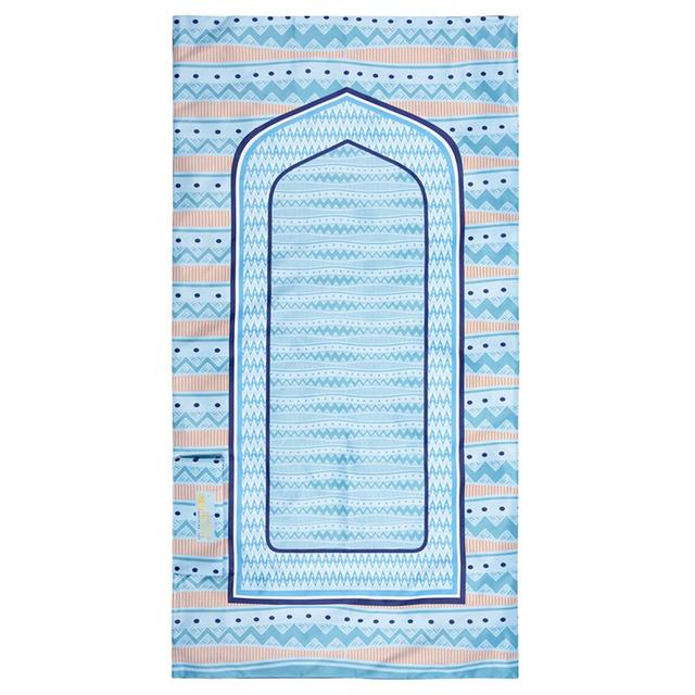 Hilalful - Salah On The Go Prayer Mat - Turquoise Zigzag