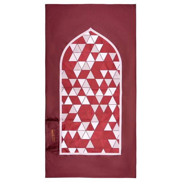 Hilalful - Salah On The Go Prayer Mat - Red Mosaic