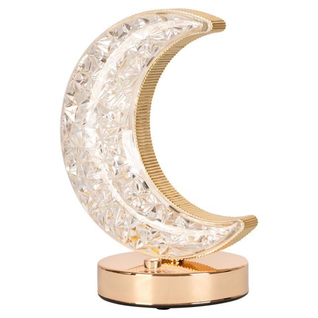 Hilalful - Crystal Crescent Table Lamp - Gold