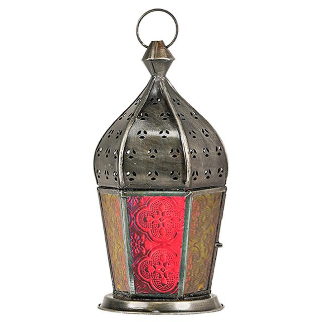 Hilalful - Arabian Zinc Antique Lantern - Red/Yellow Glass