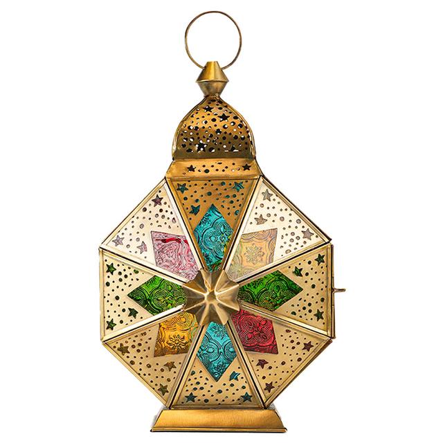 Hilalful - Multicoloured Cairo Charm Brass Antique Glass Lantern