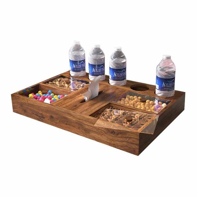 Hilalful - Wooden Coffee Table Organizing Tray - Large - Brown