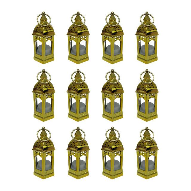 Hilalful - LED Lantern Ornaments - Gold - 12pcs