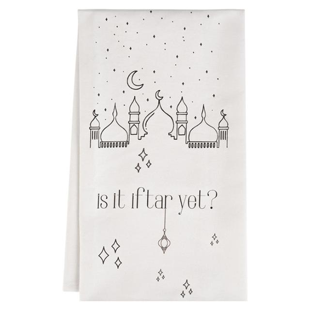 Hilalful - Is It Iftar Yet? Kitchen Tea Towel - White