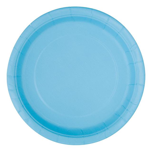 Unique - Round Party Plate - Powder Blue - 23 cm - Pack of 8