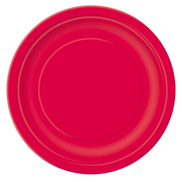 Unique - Round Party Plate - Ruby Red - 18 cm - Pack of 8