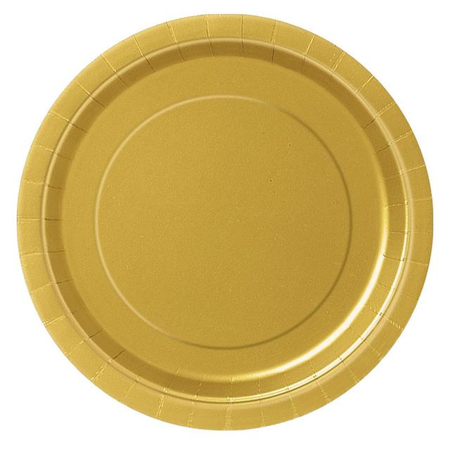 Unique - Round Party Plate - Gold - 23 cm - Pack of 8